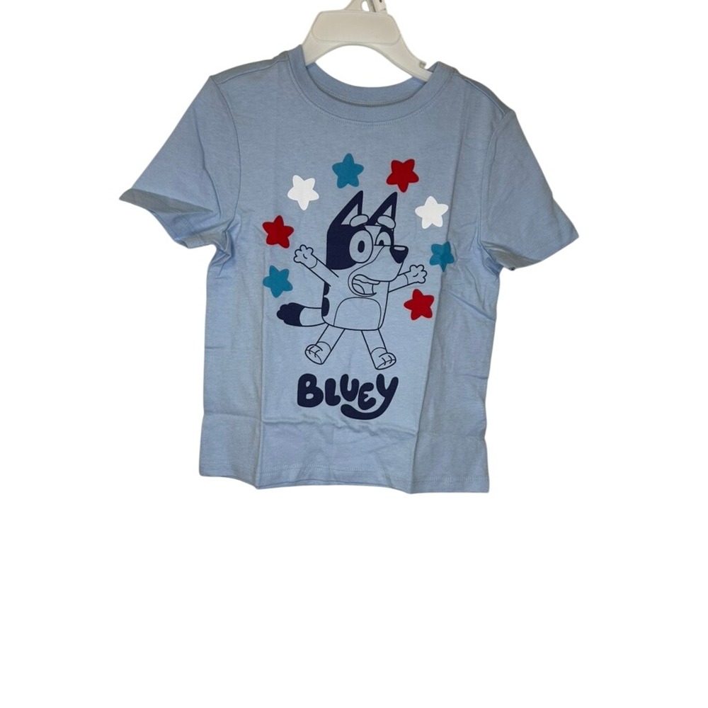 Old Navy Boys Bluey Graphic Tee Shirt Kids 5T Blue Red White Stars NWT